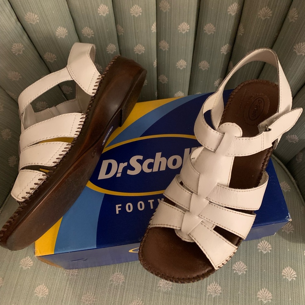 Dr Scholl’s, Leather, White Sandals Like New, Ladies